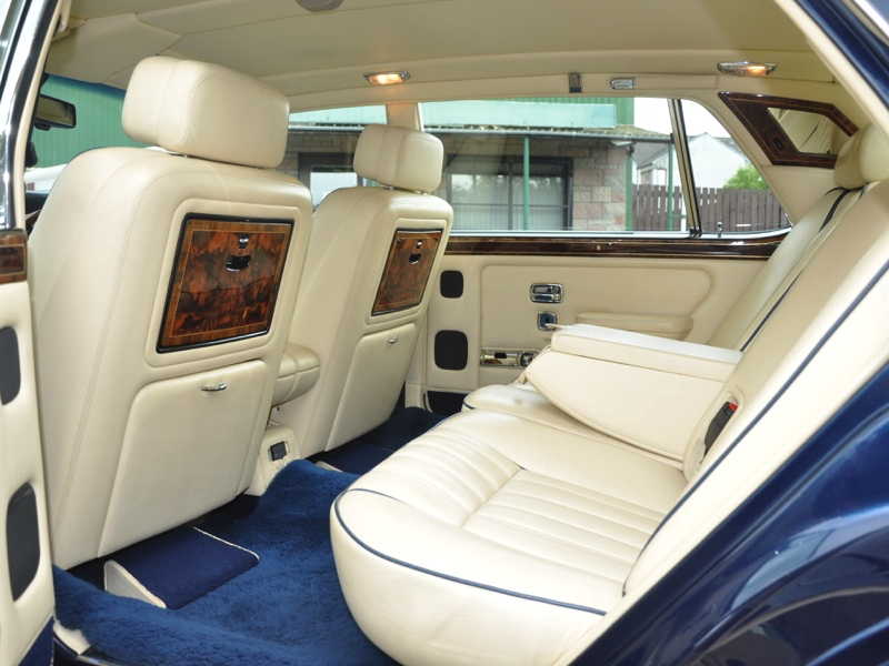 A 1993 Silver Spur III in Royal Blue. The interior is Magnolia leather trimmed in Royal Blue.